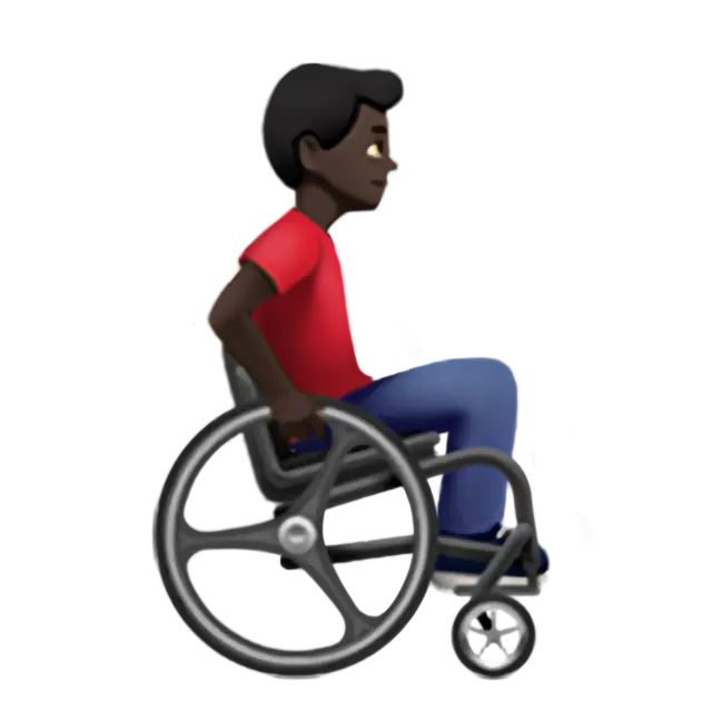 Man In Manual Wheelchair Facing Right: Dark Skin Tone