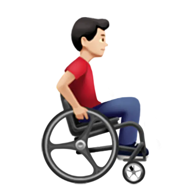 Man In Manual Wheelchair Facing Right: Light Skin Tone