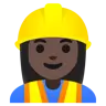 Woman Construction Worker: Dark Skin Tone Emoji 👷🏿‍♀️ image - Google Noto Color style