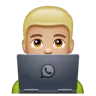 Man Technologist: Medium-Light Skin Tone Emoji 👨🏼‍💻 image - WhatsApp style