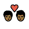 Kiss: Man, Man, Medium-Dark Skin Tone Emoji 👨🏾‍❤️‍💋‍👨🏾 image - OpenMoji style