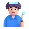 Man Factory Worker: Light Skin Tone Emoji 👨🏻‍🏭 image - Microsoft 3D Fluent style