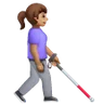 Woman With White Cane Facing Right: Medium Skin Tone Emoji 👩🏽‍🦯‍➡️ image - Samsung style