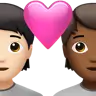 Couple With Heart: Person, Person, Light Skin Tone, Medium-Dark Skin Tone Emoji 🧑🏻‍❤️‍🧑🏾 image - Apple style