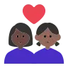 Couple With Heart: Woman, Woman, Dark Skin Tone, Medium-Dark Skin Tone Emoji 👩🏿‍❤️‍👩🏾 image - Tossface style
