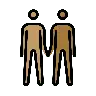 Men Holding Hands: Medium Skin Tone, Medium-Dark Skin Tone Emoji 👨🏽‍🤝‍👨🏾 image - OpenMoji style