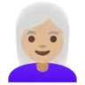 Woman: Medium-Light Skin Tone, White Hair Emoji 👩🏼‍🦳 image - Google Noto Color style