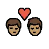 Kiss: Man, Man, Medium Skin Tone Emoji 👨🏽‍❤️‍💋‍👨🏽 image - OpenMoji style