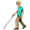 Man With White Cane: Medium-Light Skin Tone Emoji 👨🏼‍🦯 image - WhatsApp style