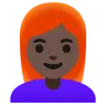 Woman: Dark Skin Tone, Red Hair Emoji 👩🏿‍🦰 image - Google Noto Color style