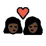 Kiss: Woman, Woman, Dark Skin Tone Emoji 👩🏿‍❤️‍💋‍👩🏿 image - OpenMoji style