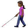 Woman With White Cane: Medium-Dark Skin Tone Emoji 👩🏾‍🦯 image - Apple style