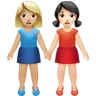 Women Holding Hands: Medium-Light Skin Tone, Light Skin Tone Emoji 👩🏼‍🤝‍👩🏻 image - Apple style