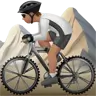 Person Mountain Biking: Medium Skin Tone Emoji 🚵🏽 image - Apple style