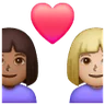 Couple With Heart: Woman, Woman, Medium-Dark Skin Tone, Medium-Light Skin Tone Emoji 👩🏾‍❤️‍👩🏼 image - Samsung style