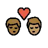 Kiss: Man, Man, Medium-Dark Skin Tone, Medium Skin Tone Emoji 👨🏾‍❤️‍💋‍👨🏽 image - OpenMoji style