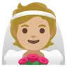 Person With Veil: Medium-Light Skin Tone Emoji 👰🏼 image - Google Noto Color style