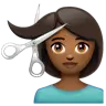 Woman Getting Haircut: Medium-Dark Skin Tone Emoji 💇🏾‍♀️ image - WhatsApp style