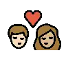 Kiss: Person, Person, Light Skin Tone, Medium-Light Skin Tone Emoji 🧑🏻‍❤️‍💋‍🧑🏼 image - OpenMoji style