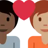 Couple With Heart: Person, Person, Dark Skin Tone, Medium Skin Tone Emoji 🧑🏿‍❤️‍🧑🏽 image - Twitter / X (Twemoji) style