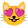 ใบหน้าของแมวยิ้มด้วยดวงตารูปหัวใจ Emoji 😻 image - Google Noto Color Animated style
