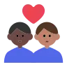 Couple With Heart: Man, Man, Dark Skin Tone, Medium Skin Tone Emoji 👨🏿‍❤️‍👨🏽 image - Tossface style