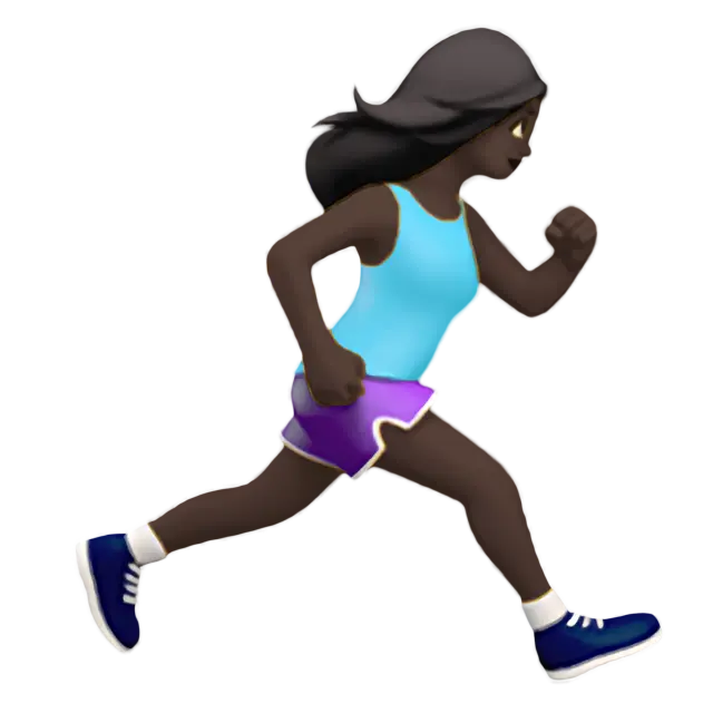 Woman Running Facing Right: Dark Skin Tone