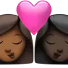 Kiss: Woman, Woman, Medium-Dark Skin Tone, Dark Skin Tone Emoji 👩🏾‍❤️‍💋‍👩🏿 image - Apple style