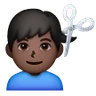 Man Getting Haircut: Dark Skin Tone Emoji 💇🏿‍♂️ image - Samsung style