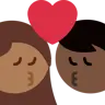 Kiss: Woman, Man, Medium-Dark Skin Tone, Dark Skin Tone Emoji 👩🏾‍❤️‍💋‍👨🏿 image - Twitter / X (Twemoji) style