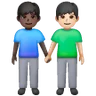 Men Holding Hands: Light Skin Tone, Dark Skin Tone Emoji 👨🏻‍🤝‍👨🏿 image - Samsung style