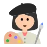 Woman Artist: Light Skin Tone Emoji 👩🏻‍🎨 image - Tossface style