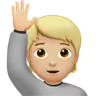 Person Raising Hand: Medium-Light Skin Tone Emoji 🙋🏼 image - Apple style