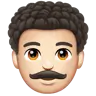 Man: Light Skin Tone, Curly Hair Emoji 👨🏻‍🦱 image - WhatsApp style