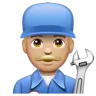 Man Mechanic: Medium-Light Skin Tone Emoji 👨🏼‍🔧 image - WhatsApp style