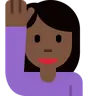 Woman Raising Hand: Dark Skin Tone Emoji 🙋🏿‍♀️ image - Twitter / X (Twemoji) style