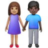 Woman And Man Holding Hands: Medium Skin Tone, Dark Skin Tone Emoji 👩🏽‍🤝‍👨🏿 image - Samsung style