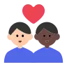 Couple With Heart: Man, Man, Light Skin Tone, Dark Skin Tone Emoji 👨🏻‍❤️‍👨🏿 image - Tossface style