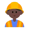 Man Construction Worker: Dark Skin Tone Emoji 👷🏿‍♂️ image - Tossface style