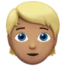 Person: Medium Skin Tone, Blond Hair Emoji 👱🏽 image - Apple style