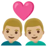 Couple With Heart: Man, Man, Light Skin Tone, Medium-Light Skin Tone Emoji 👨🏻‍❤️‍👨🏼 image - Google Noto Color style