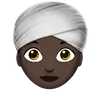Woman Wearing Turban: Dark Skin Tone Emoji 👳🏿‍♀️ image - Apple style