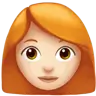 Woman: Light Skin Tone, Red Hair Emoji 👩🏻‍🦰 image - Apple style