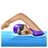 Woman Swimming: Medium-Light Skin Tone Emoji 🏊🏼‍♀️ image - WhatsApp style