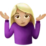 Woman Shrugging: Medium-Light Skin Tone Emoji 🤷🏼‍♀️ image - Apple style