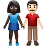 Woman And Man Holding Hands: Dark Skin Tone, Light Skin Tone Emoji 👩🏿‍🤝‍👨🏻 image - Apple style
