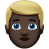Man: Dark Skin Tone, Blond Hair Emoji 👱🏿‍♂️ image - Apple style