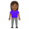 Woman Standing: Medium-Dark Skin Tone Emoji 🧍🏾‍♀️ image - Google Noto Color style
