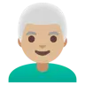 Man: Medium-Light Skin Tone, White Hair Emoji 👨🏼‍🦳 image - Google Noto Color style
