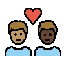 Couple With Heart: Man, Man, Medium Skin Tone, Dark Skin Tone Emoji 👨🏽‍❤️‍👨🏿 image - OpenMoji style